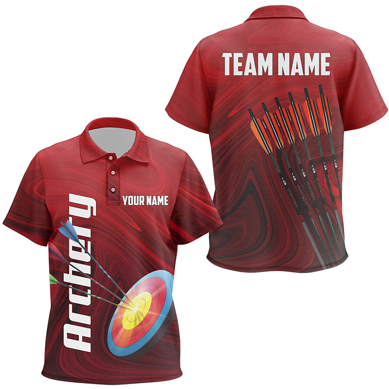 Personalized Red 3D Target Archery Polo Shirts For Kids, Arrows Archery Shirts Custom Archery Gifts VHM0719