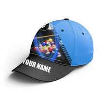 Load image into Gallery viewer, Personalized Customized Billiard Player Blue 3D Cap Hats For Men And Women, Custom Top Hat Billiards VHM0309