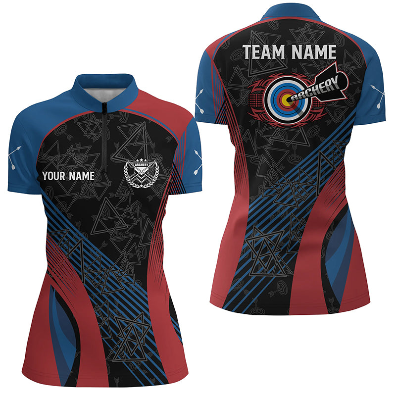 Personalized US Flag Colors Archery 3D Quarter-Zip Shirts For Women, Bows And Arrows Archery Jerseys VHM0585