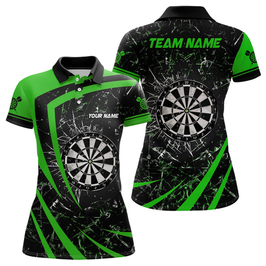 Personalized Green Glass Break Dart Polo Shirts Custom Dart Shirts For Women Dart Team Shirts VHM1161