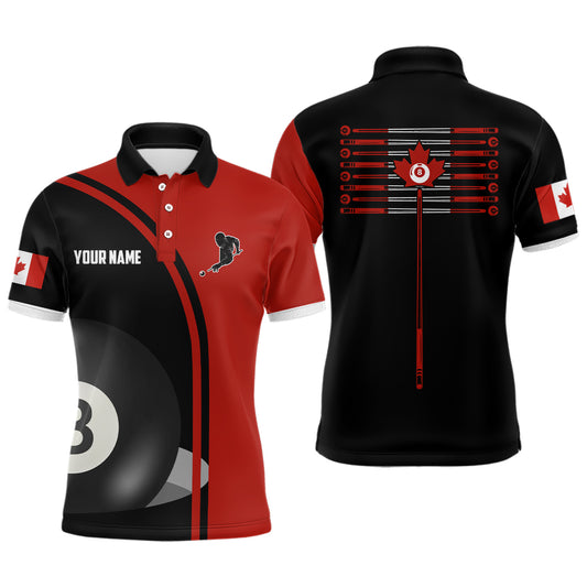 Personalized Canadian Flag Billiard 8 Ball Pool Billiard Polo Shirts For Men, 8 Ball Pool Jerseys VHM0644