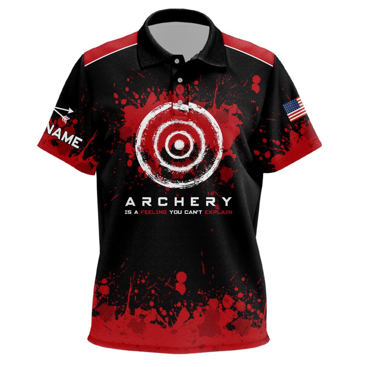 Personalized Red Painted US Flag Target Archery Polo Shirts For Kids, Custom Arrows Archery Shirts VHM0821
