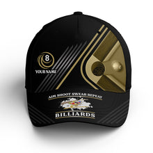 Load image into Gallery viewer, Personalized Customized Aim Shoot Swear Repeat Billiard Hats Cap For Billiard Players, Billiards Hat VHM0489