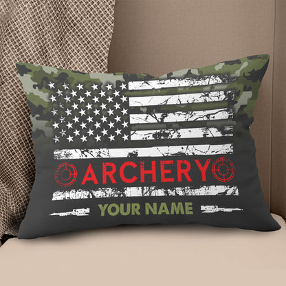 Personalized Green Camouflage US Flag Archery Pillows Best Archery Gifts VHM0849