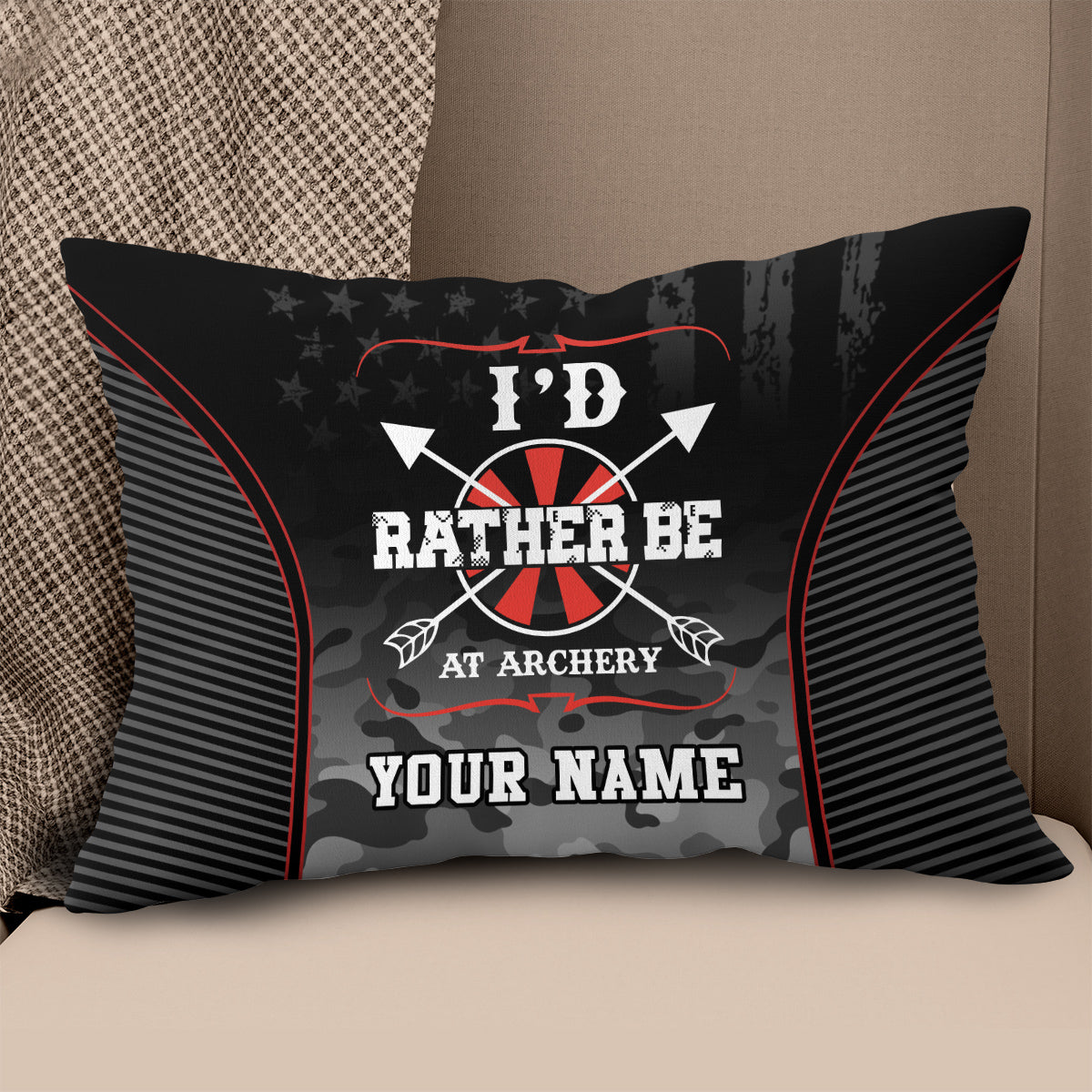 Personalized Camouflage US Flag Archery Pillow Custom Archery Gift Ideas VHM0868