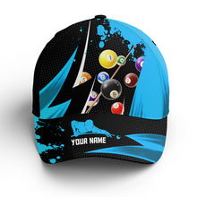 Load image into Gallery viewer, Personalized Billiard Balls 3D Print Black Blue Cap Hats For Billiard Player, Custom Billiards Hat VHM0310