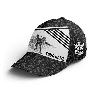 8 Ball Pattern Pool Custom Billiard Hats Black For Billiards Players, Personalized Top Hat Billiards VHM0354