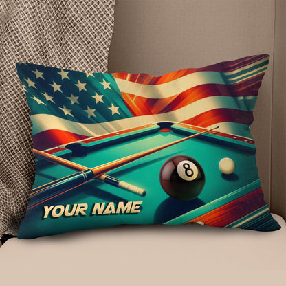 Personalized US Flag 8 Ball Billiard Pillow, Throw Pillow Billiard Gifts VHM0903
