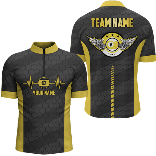 Personalized Funny 3D 9 Ball Pool Billiards Quartar-Zip Shirts For Men, Custom 9 Ball Team Shirts VHM0609