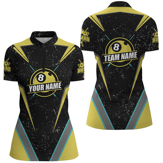 Personalized Billiard Jerseys Grunge Style Women Quarter-Zip Shirts Custom Pool Team Jersey TDM0412