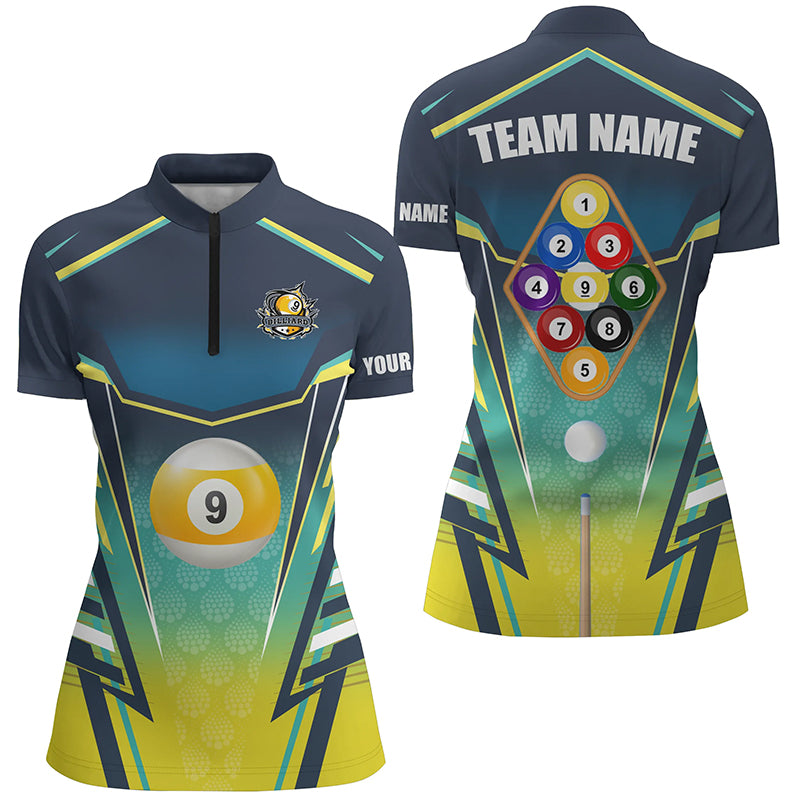 9 Ball Pool Billiard Jerseys Custom Quarter-Zip Shirts For Women Best Billiard Team Shirts TDM0620
