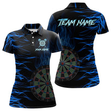 Load image into Gallery viewer, Personalized Blue Flaming 3D Fire Dart Shirts For Women Custom Team Dart Jerseys Polo &amp; Quarter Zip TDM3685