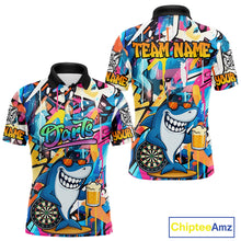 Load image into Gallery viewer, Funny Shark Colorful Graffiti Style Custom Dart Shirts For Men, Dart Team Jersey Best Darts Outfit TDM3849