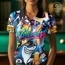 Load image into Gallery viewer, Funny Shark Colorful Graffiti Style Custom 8 Ball Billiard Shirt For Women Best Billiard Team Jersey TDM3850