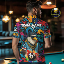 Load image into Gallery viewer, Funny Eagle Colorful Graffiti 8 Ball Billiard Shirt For Men Custom Billiard Jersey Pool Team Shirts TDM3854