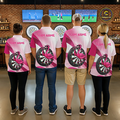 Custom Pink Flamingo Funny Darts Shirt For Men, Darts Team Jersey Polo & 1/4 Zip, Darts Gift TDM6278