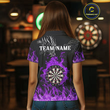 Load image into Gallery viewer, Personalized Purple Flaming Dragon Dart Shirts For Women Custom Dart Team Jerseys Polo &amp; Quarter Zip TDM4309