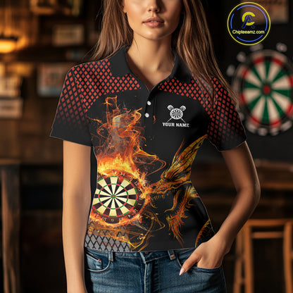 Personalized Dartboard Flame Smoke Custom Dragon Darts Shirt For Women, Darts Team Jersey|Orange TDM4311