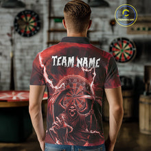 Load image into Gallery viewer, Red Grim Reaper Lightning 3D Darts Shirt For Men Custom Darts Jersey Team Polo &amp;  1/4 Zip TDM4953