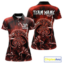 Load image into Gallery viewer, Red Grim Reaper Lightning 3D Darts Shirt For Women Custom Darts Jersey Team Polo &amp;  1/4 Zip TDM4953