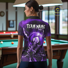 Load image into Gallery viewer, Purple Grim Reaper 8 Ball Billiard Shirt For Women Custom Lightning Pool Team Jersey Polo &amp; 1/4 Zip TDM4955
