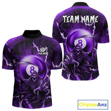 Load image into Gallery viewer, Purple Grim Reaper 8 Ball Billiard Shirt For Men Custom Lightning Pool Team Jersey Polo &amp; 1/4 Zip TDM4955