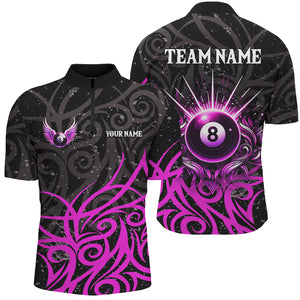 Purple 8 Ball Pool Wings Swirl Pattern Custom Billiard Shirts For Men Unique Billiard Jerseys TDM2942