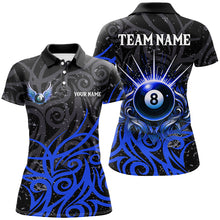 Load image into Gallery viewer, Blue 8 Ball Pool Wings Swirl Pattern Custom Billiard Shirts For Women Unique Billiard Jerseys TDM2943