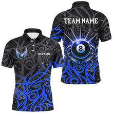 Load image into Gallery viewer, Blue 8 Ball Pool Wings Swirl Pattern Custom Billiard Shirts For Men Unique Billiard Jerseys TDM2943