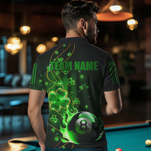 Load image into Gallery viewer, Green 8 Ball Pool Fire Luckiest Shamrock Men Billiard Shirt Custom St Patrick Day Billiard Jerseys TDM3389