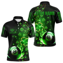 Load image into Gallery viewer, Green 8 Ball Pool Fire Luckiest Shamrock Men Billiard Shirt Custom St Patrick Day Billiard Jerseys TDM3389