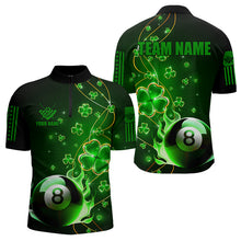 Load image into Gallery viewer, Green 8 Ball Pool Fire Luckiest Shamrock Men Billiard Shirt Custom St Patrick Day Billiard Jerseys TDM3389