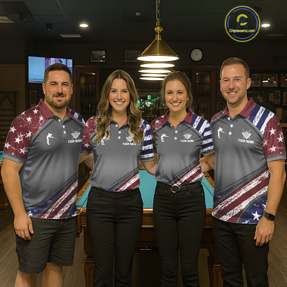 Personalized US Flag 8 Ball Pool Billiard Shirt For Men Custom Patriotic Billiard Team Jersey TDM5678