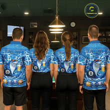 Load image into Gallery viewer, Blue Funny Shark 8 Ball Pool Billiard Shirt For Women Custom Billiard Team Jersey Polo &amp; 1/4 Zip TDM5884