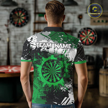 Load image into Gallery viewer, Custom Green Grunge Darts Shirt With Pocket Option For Men, Dart Team Jersey TDM5887
