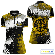 Load image into Gallery viewer, Custom Yellow Grunge Dart Shirt With Pocket Option For Women, Dart Team Jersey TDM5888
