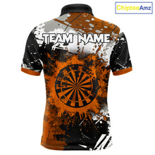 Load image into Gallery viewer, Custom Orange Grunge Dart Shirt With Pocket Option For Men, Dart Team Jersey TDM5889