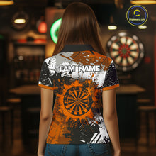Load image into Gallery viewer, Custom Orange Grunge Dart Shirt With Pocket Option For Women, Dart Team Jersey TDM5889