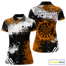 Load image into Gallery viewer, Custom Orange Grunge Dart Shirt With Pocket Option For Women, Dart Team Jersey TDM5889