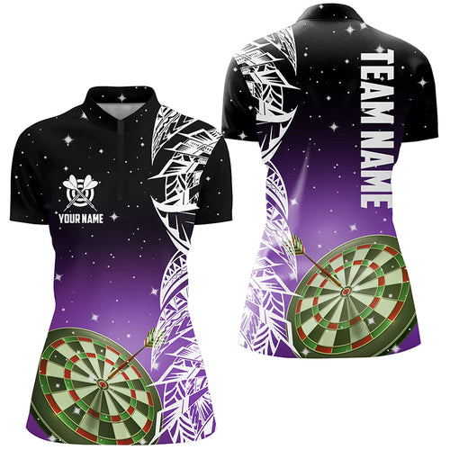 3D Dart Board Purple Version Women Quarter-Zip Shirts Custom Dart League Shirts Dart Jerseys TDM1203