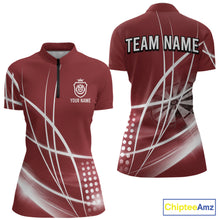 Load image into Gallery viewer, Red Darts Jersey For Women Custom Light Streaks Darts Tournament Team Shirt Polo &amp; Quarter Zip TDM6027