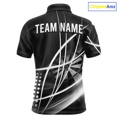 Black And White Darts Jersey For Men Custom Light Streak Darts Team Shirt Polo & Quarter Zip TDM6028