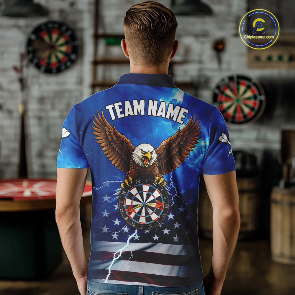 Blue Lightning American Flag Eagle Dart Shirt With Pocket Option For Men TDM6030