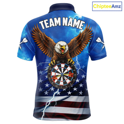 Blue Lightning American Flag Eagle Dart Shirt With Pocket Option For Men TDM6030