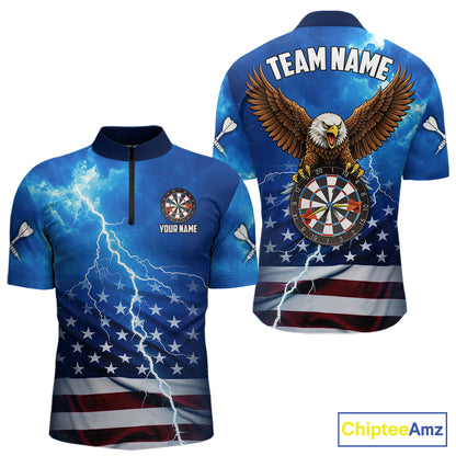 Blue Lightning American Flag Eagle Dart Shirt With Pocket Option For Men TDM6030