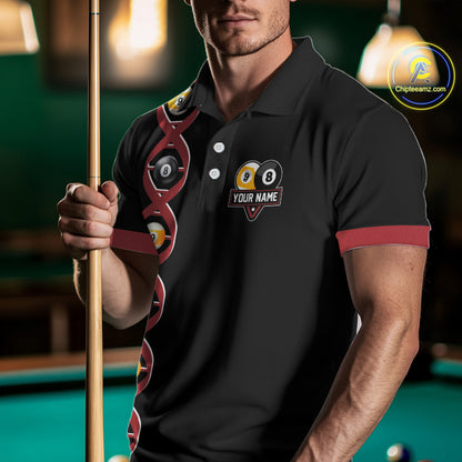 DNA Billiard 8 Ball & 9 Ball Shirts For Men Custom Funny Pool Billiard Jerseys Team Polo & 1/4 Zip TDM3863