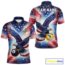 Load image into Gallery viewer, Custom 8 Ball &amp; 9 Ball American Flag Eagle Billiard Shirt For Men, Pool Team Jersey Polo &amp; 1/4 Zip TDM6281