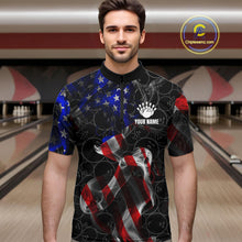 Load image into Gallery viewer, Custom American Flag Smoke Bowling Shirt For Men, Patriotic Team Bowling Jersey Polo &amp; 1/4 Zip TDM6290