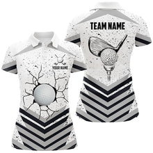 Load image into Gallery viewer, Funny Crack Golf Ball Custom White Grunge Womens Golf Polo Shirts Best Team Golf Shirts For Golfer TDM1978