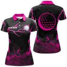 Load image into Gallery viewer, Personalized Pink Golf Ball Point Pattern Custom Womens Golf Polo Shirts, Team Ladies Golf Apparel TDM1980